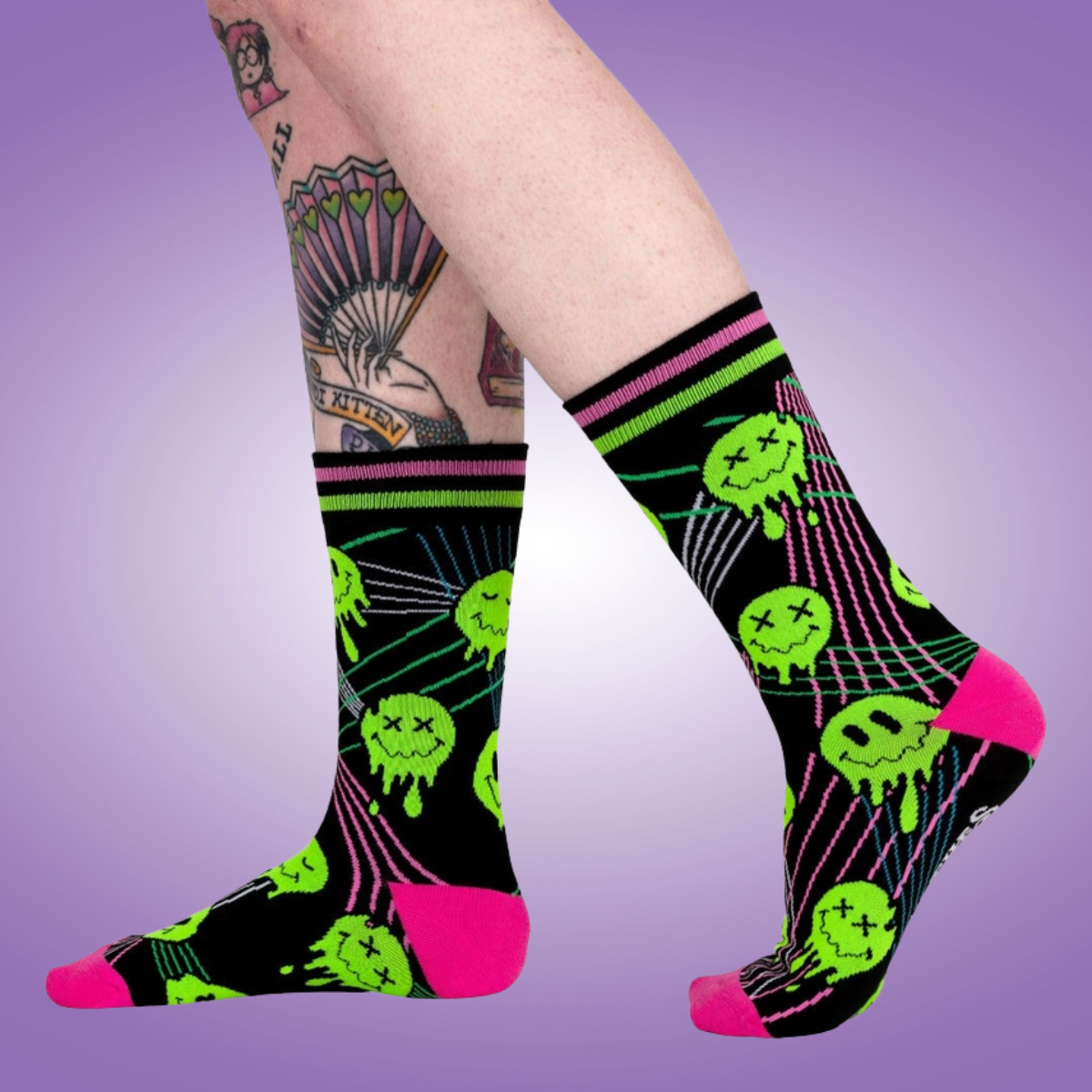 Laser BassFace Melt Supreme Crew Socks- UV Reactive