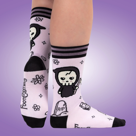 Pastel Goth Grim Reaper Crew Socks